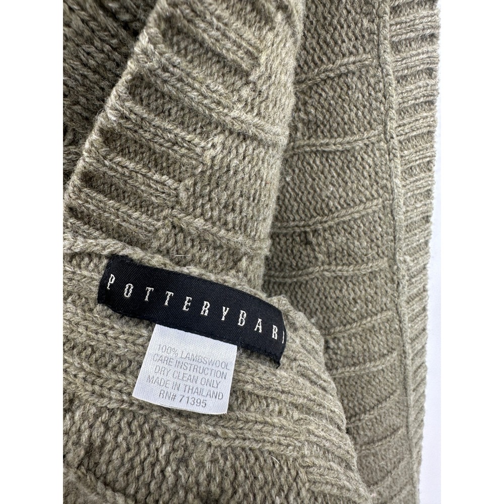 Pottery Barn Olive Green 100% Lambswool Cable Knit Throw Blanket 62x65 - Picture 3 of 5